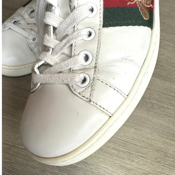 Gucci Ace Bee Embroidered Leather And Python women's Sneakers Size 36 MSRP $950 - Picture 13 of 15